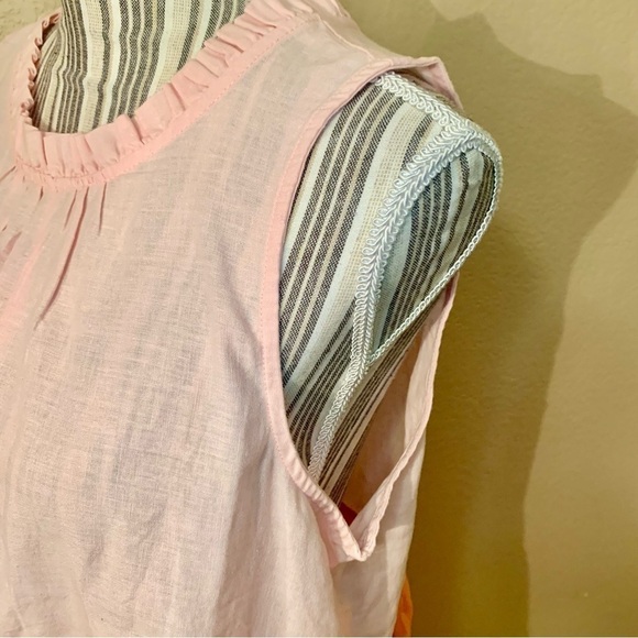 NWT St. John’s Bay Dress Petite Large (PL) Mini Ruffled Orange Pink Sleeveless - Picture 7 of 14